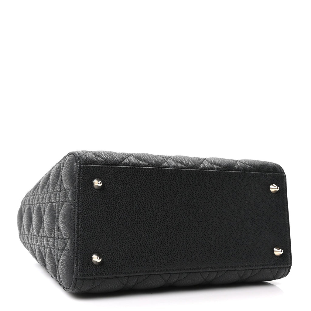 Grained Calfskin Cannage Medium Lady Dior Black