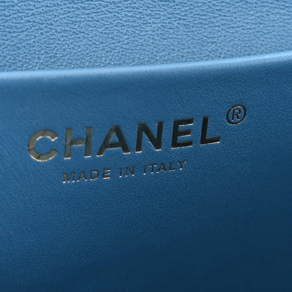 Suede Calfskin Mini Souplissimo Flap Blue