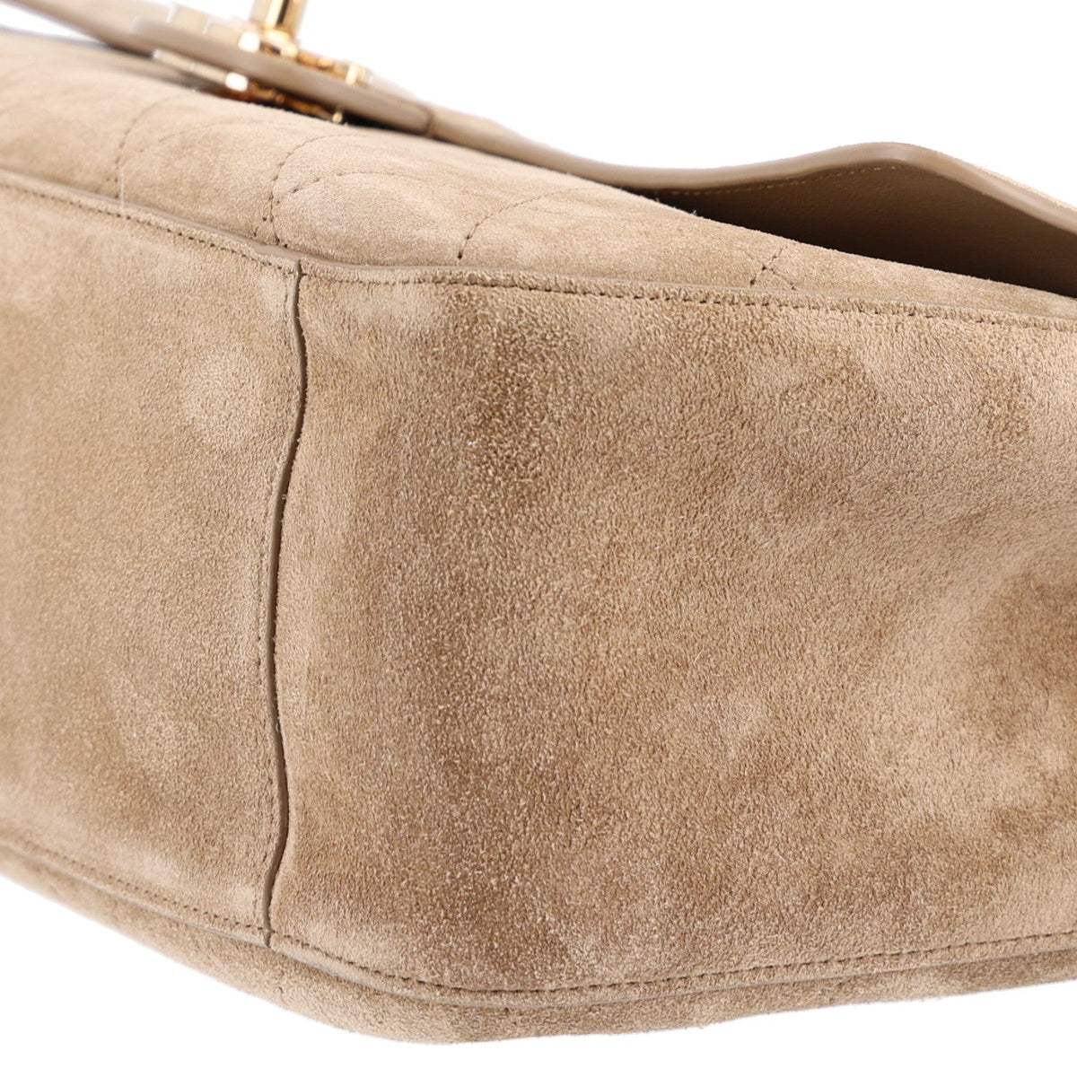 Suede Calfskin Small Souplissimo Maxi Flap Dark Beige