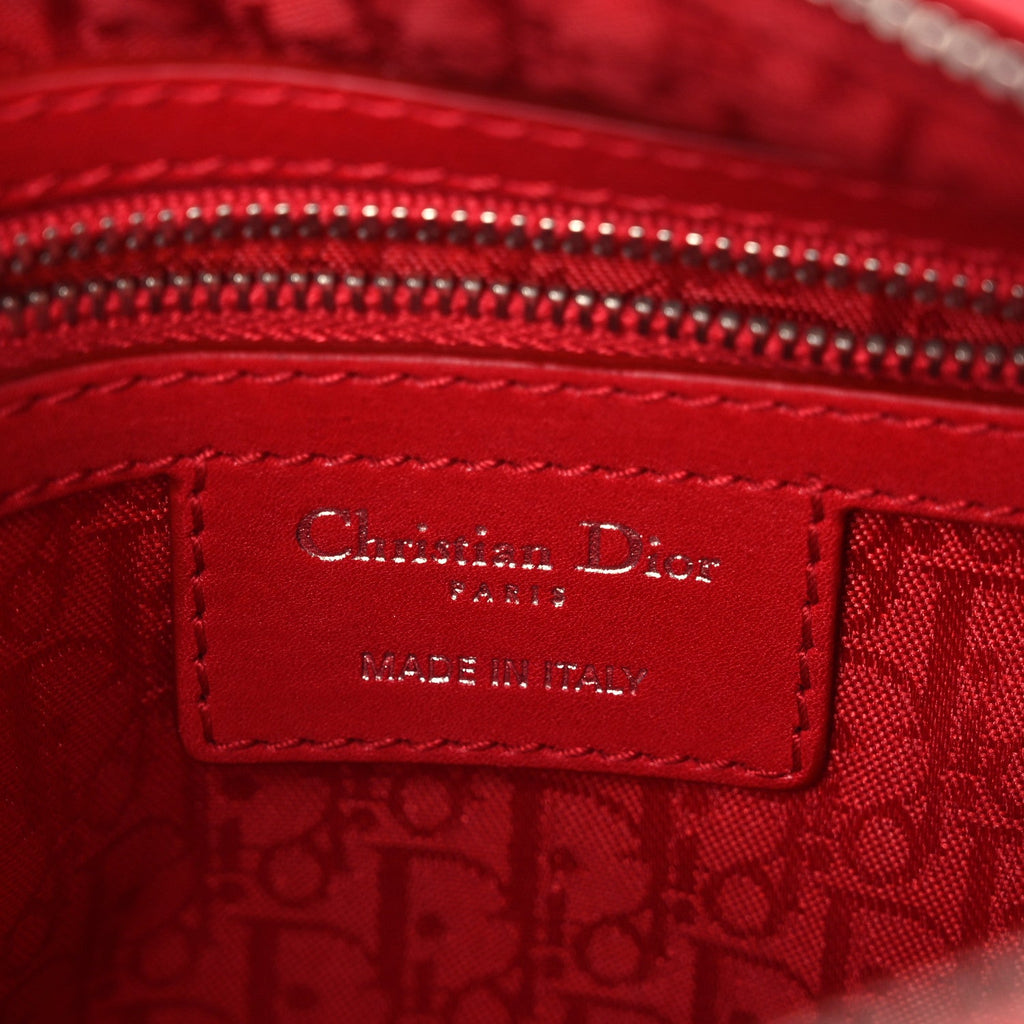 Lambskin Cannage Medium Lady Dior Red