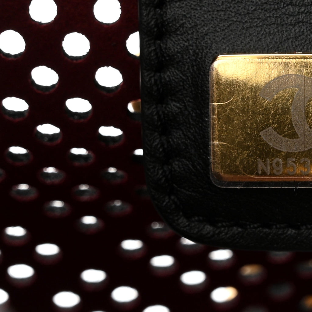Perforated Calfskin Small Chanel 25 Handbag Black