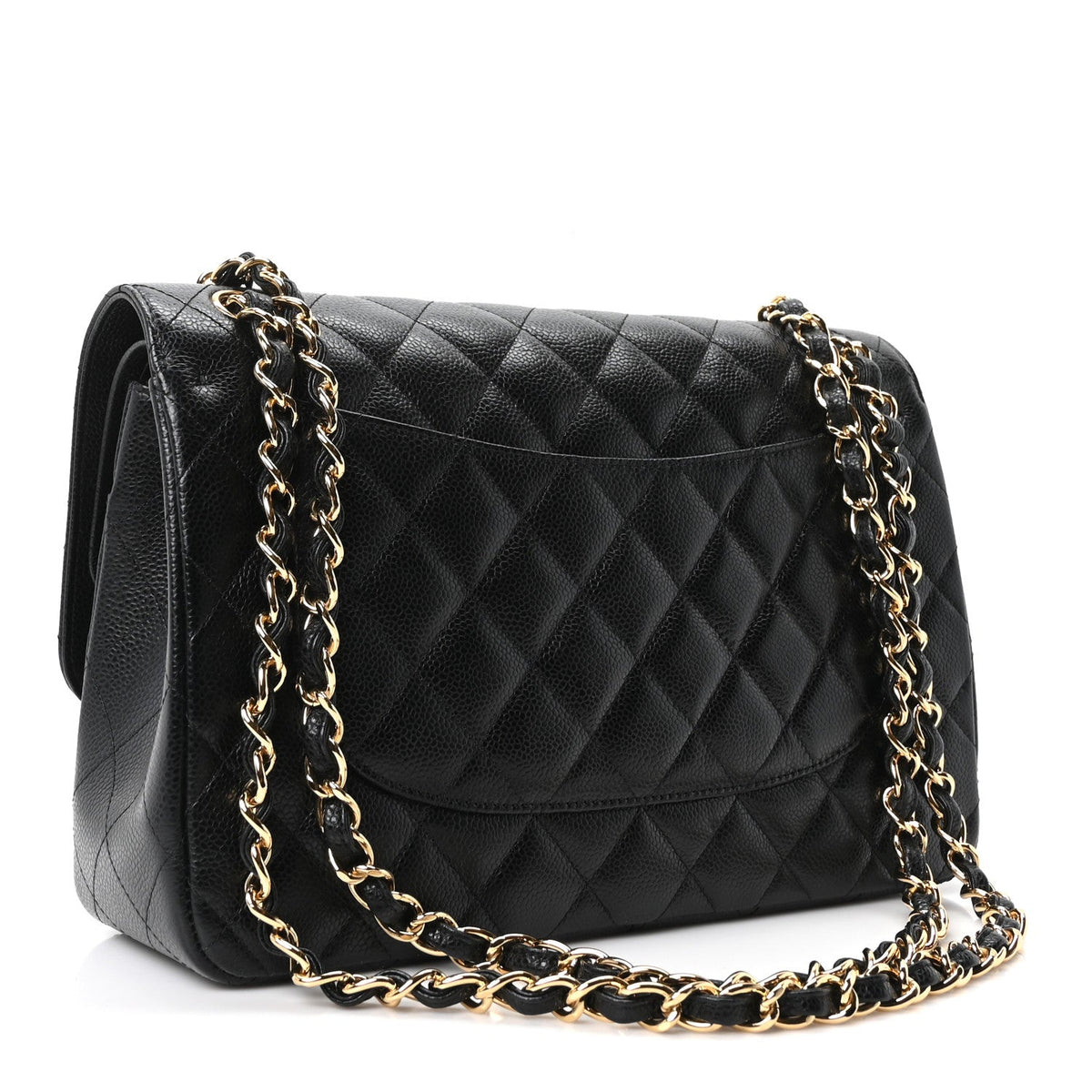 Caviar Quilted Jumbo Double Flap Black