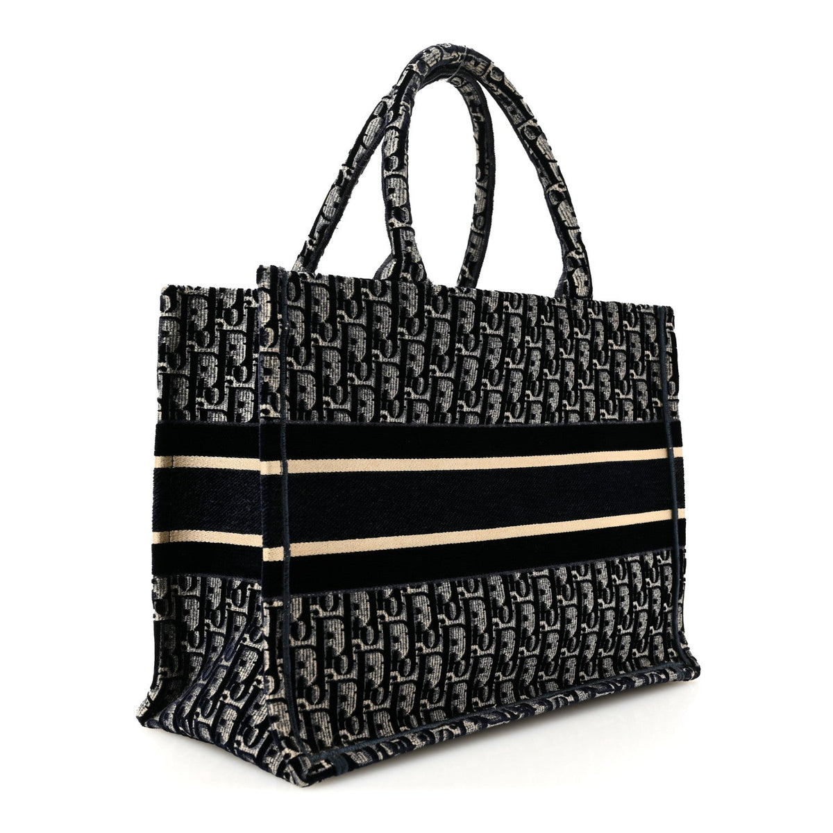 Oblique Velvet Medium Book Tote Blue Multicolor