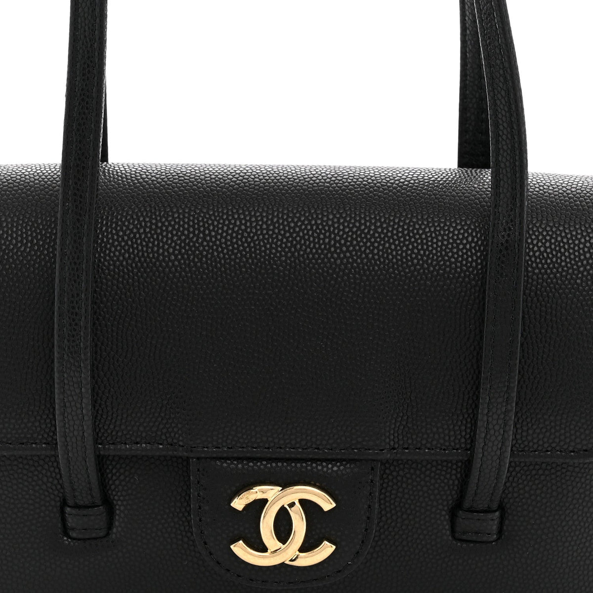 Shiny Caviar Mini Preppy Coco Shoulder Bag Black