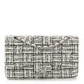 Tweed Sequin Quilted Medium Double Flap White Black