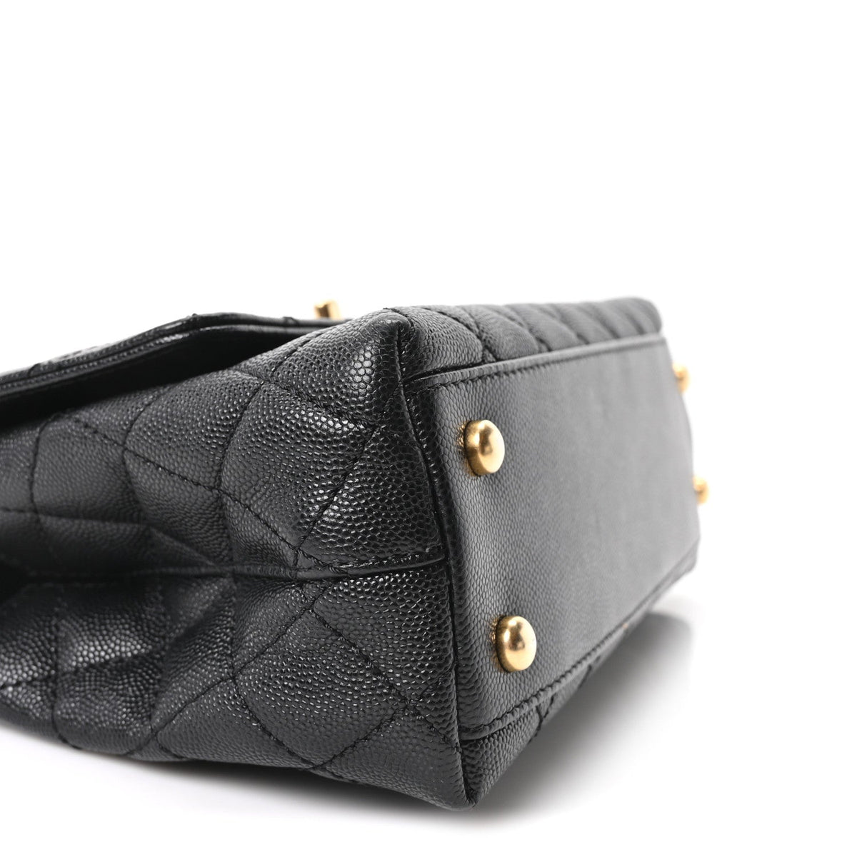 Caviar Quilted Mini Coco Chain Handle Flap Black