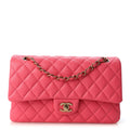 Caviar Quilted Medium Double Flap Pink