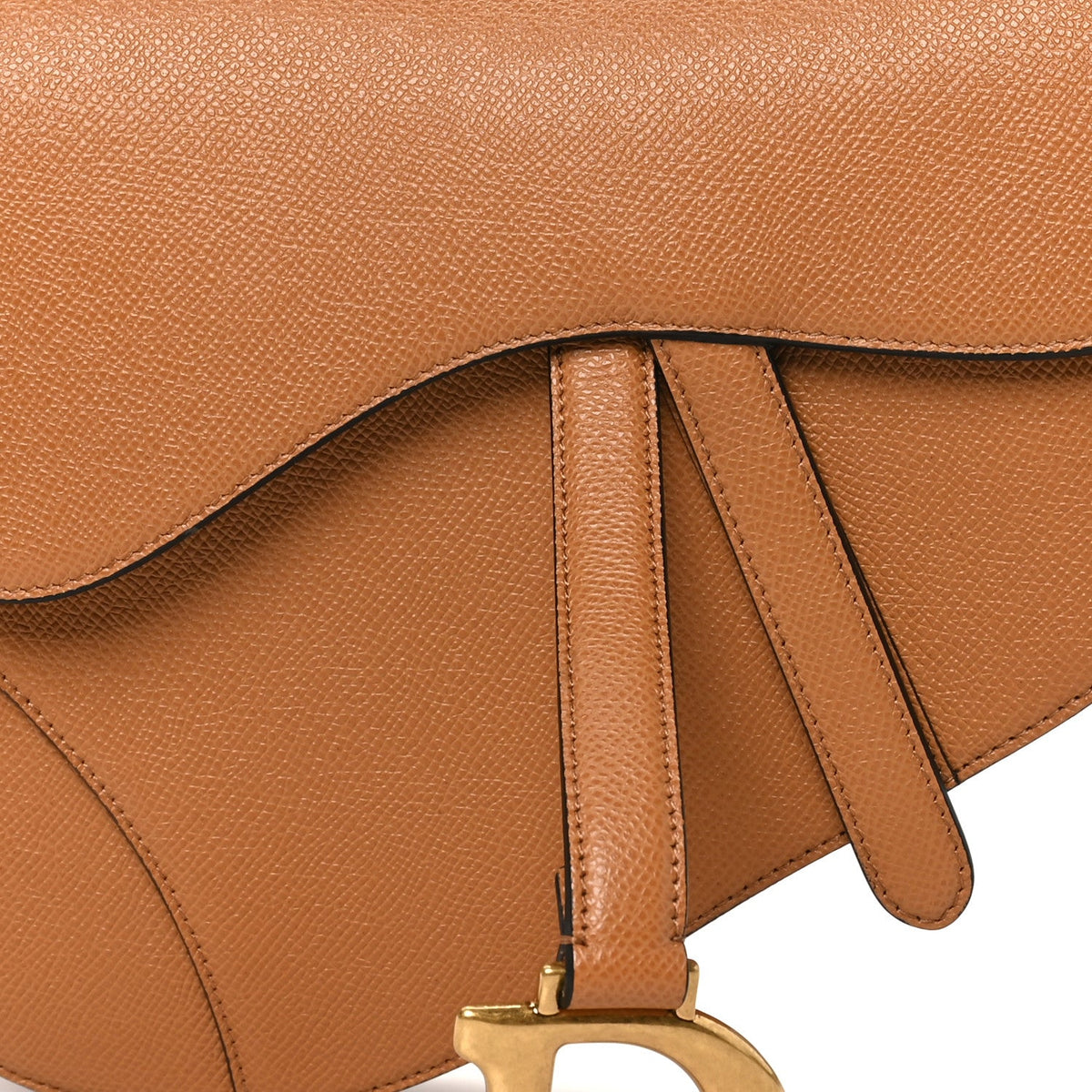 Grained Calfskin Saddle Bag Camello