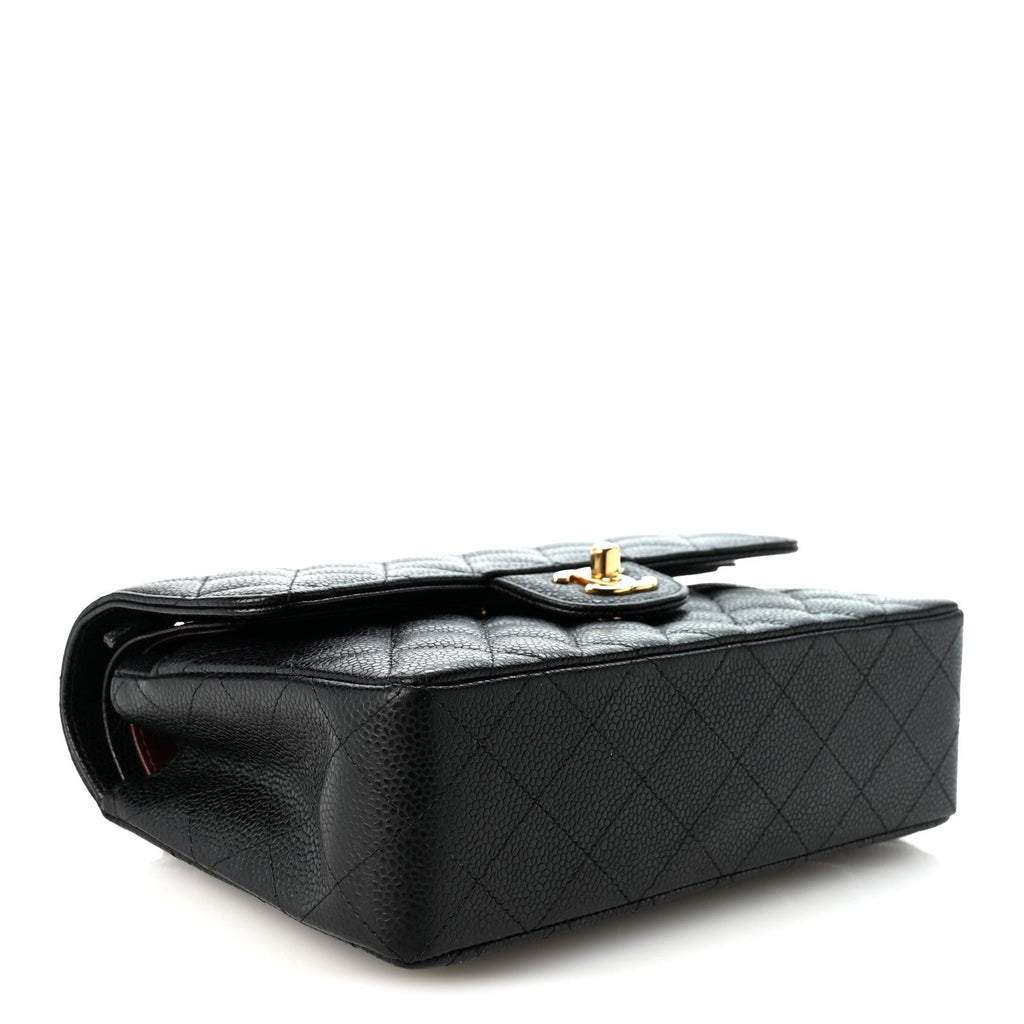 Caviar Quilted Small Double Flap Black
