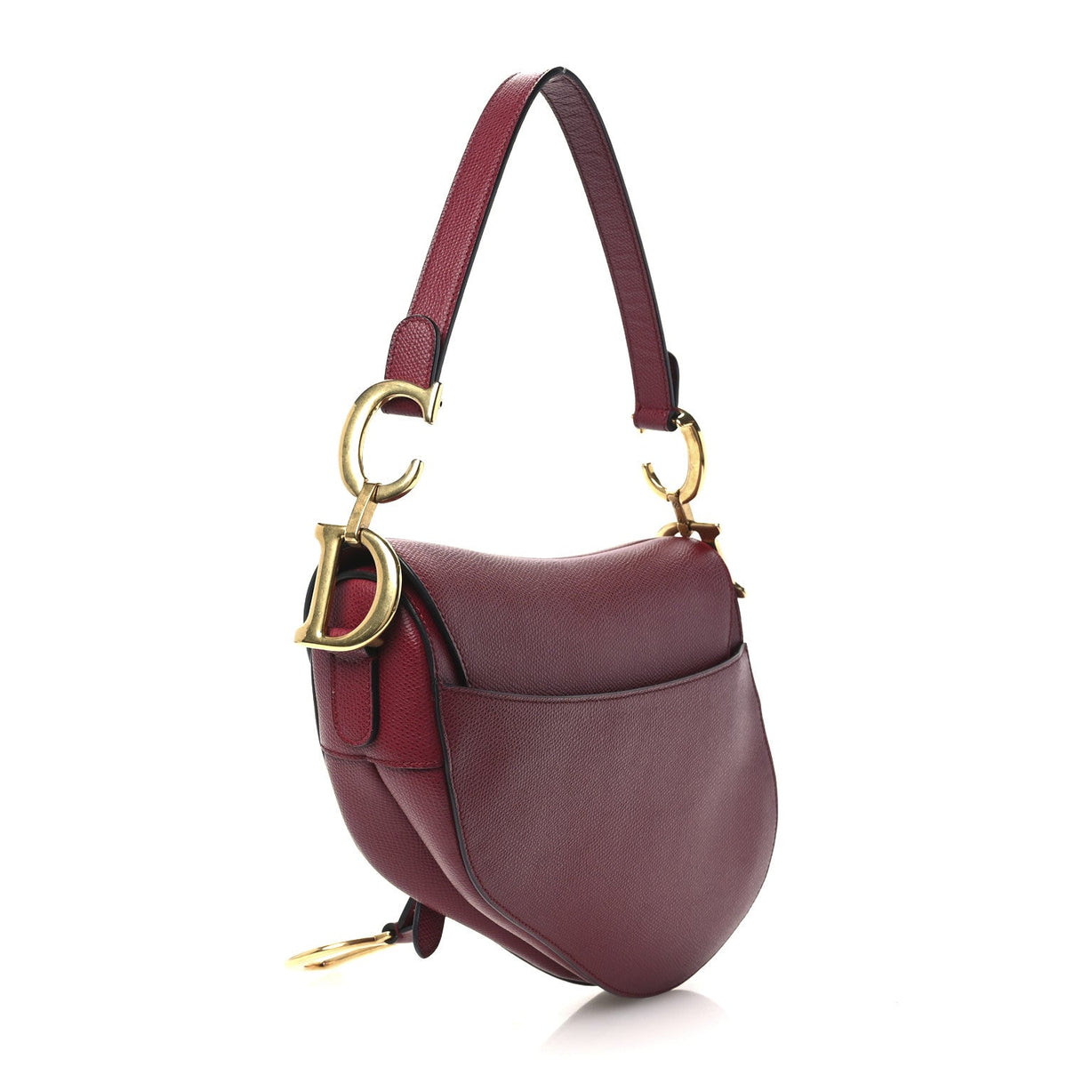 Grained Calfskin Saddle Bag Red