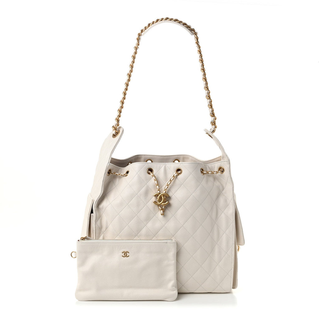Caviar Quilted Medium Chanel 25 Handbag White