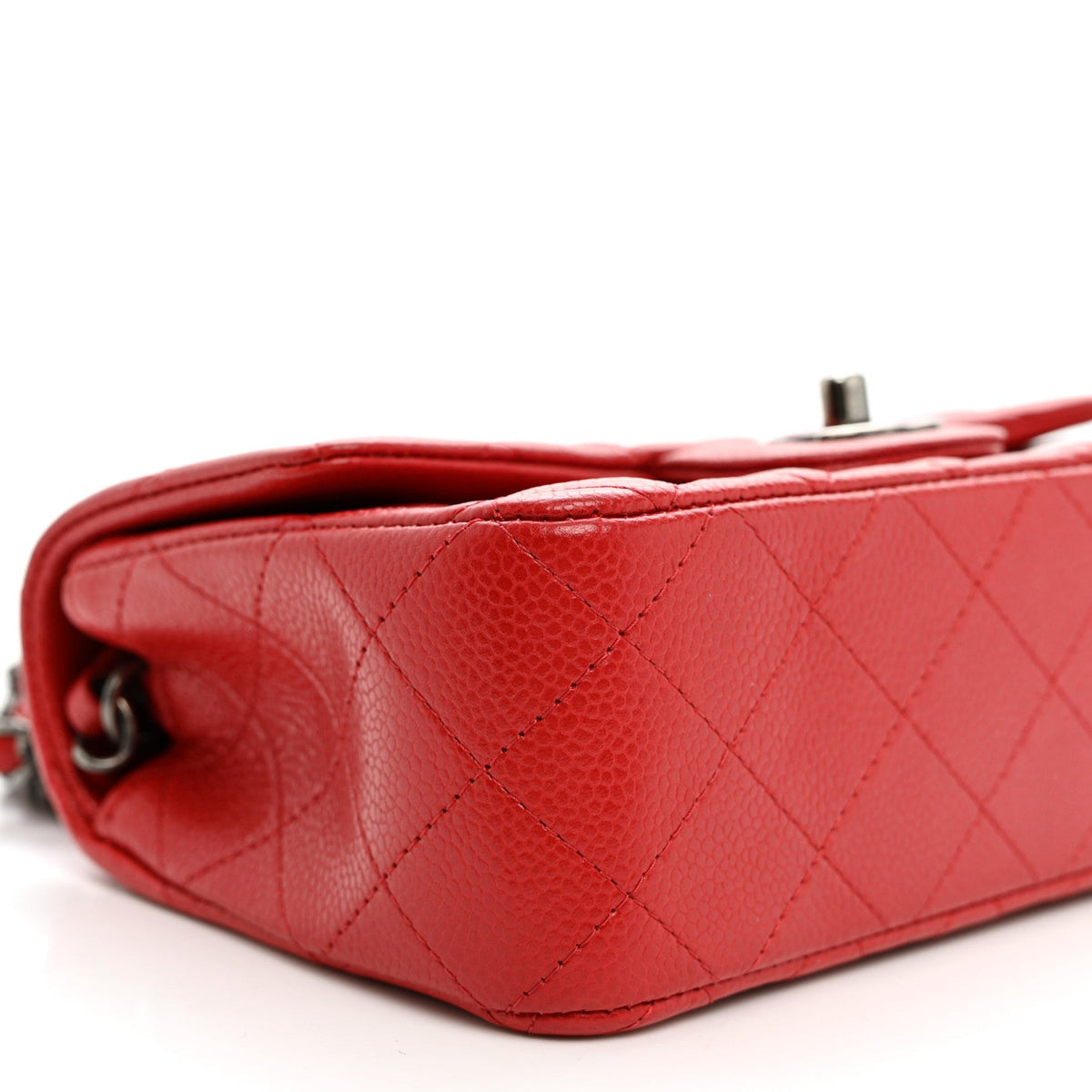 Caviar Quilted Mini Rectangular Flap Red