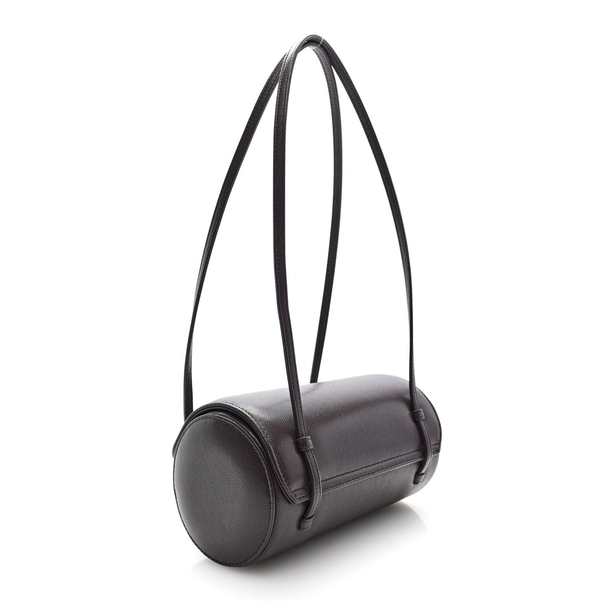 Shiny Caviar Preppy Coco Small Bowling Bag Black