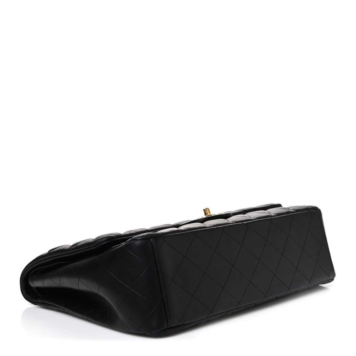 Lambskin Quilted Maxi Double Flap Black