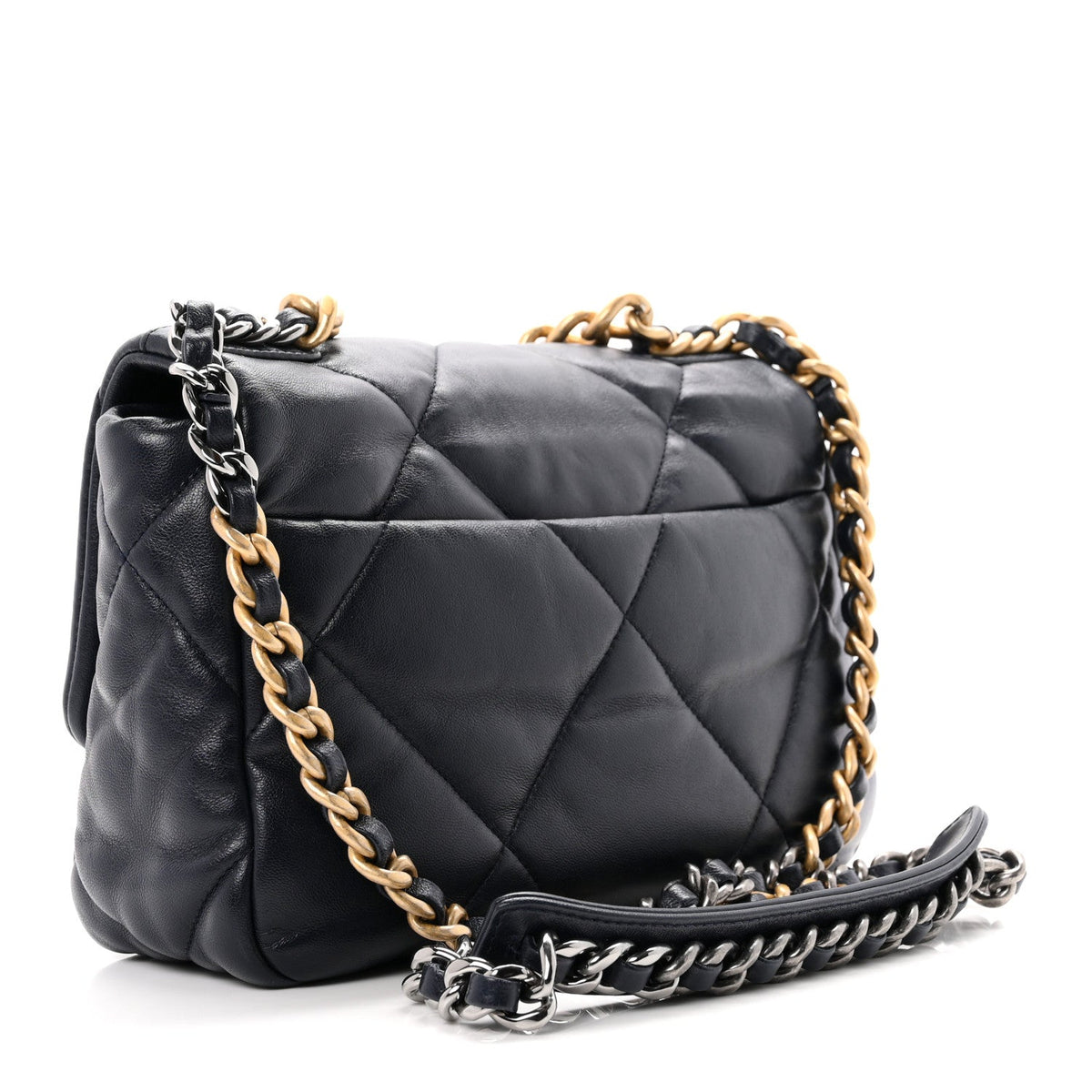 Lambskin Quilted Medium Chanel 19 Flap Navy Blue