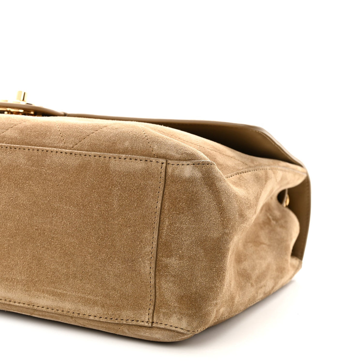 Suede Calfskin Souplissimo Maxi Flap Dark Beige