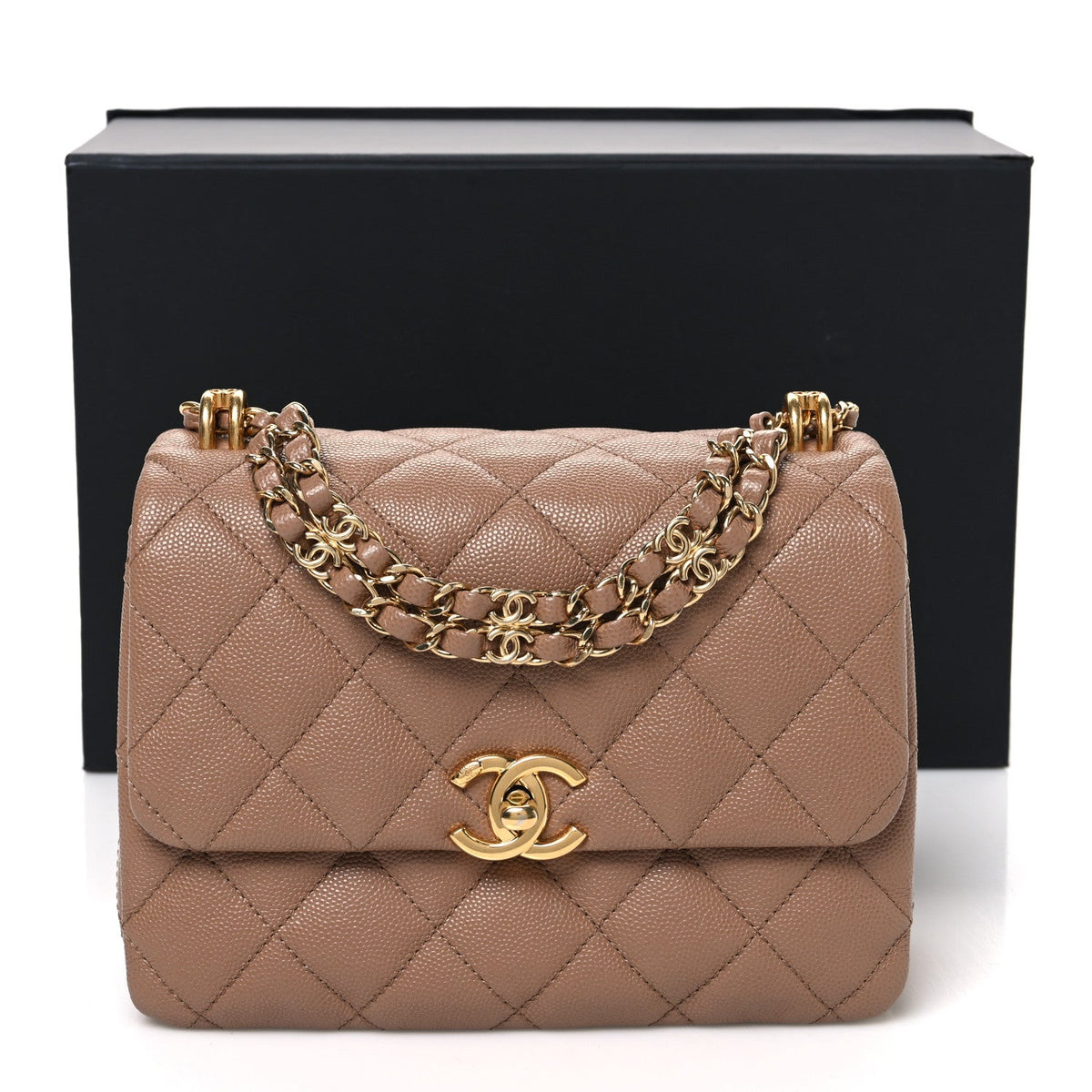Caviar Quilted Mini Coco First Flap Beige