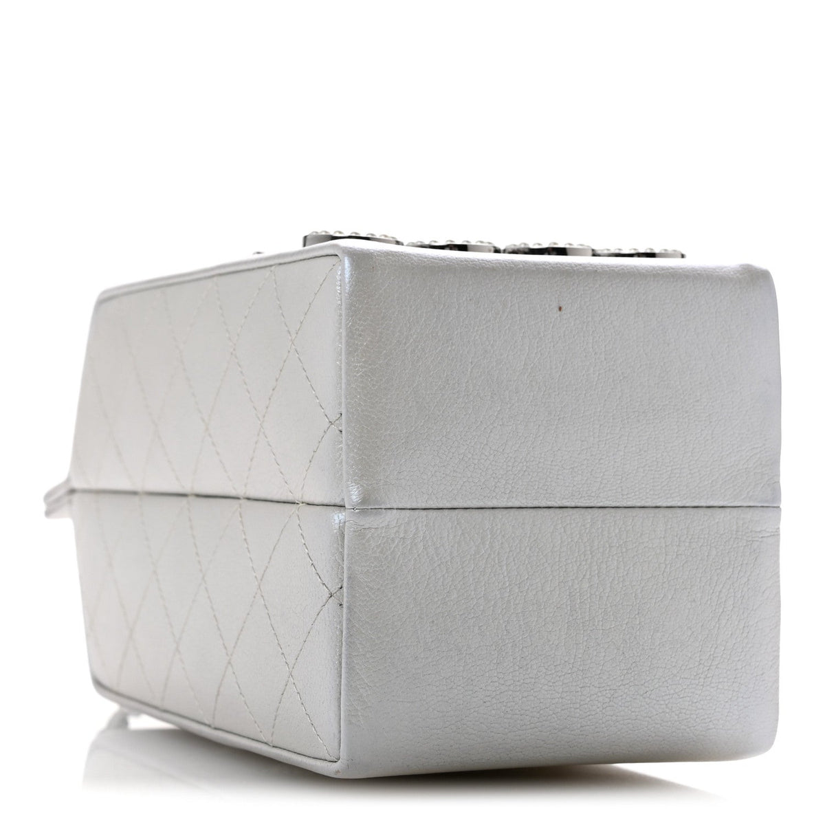 Metallic Goatskin Lait de Coco Milk Carton Bag Silver