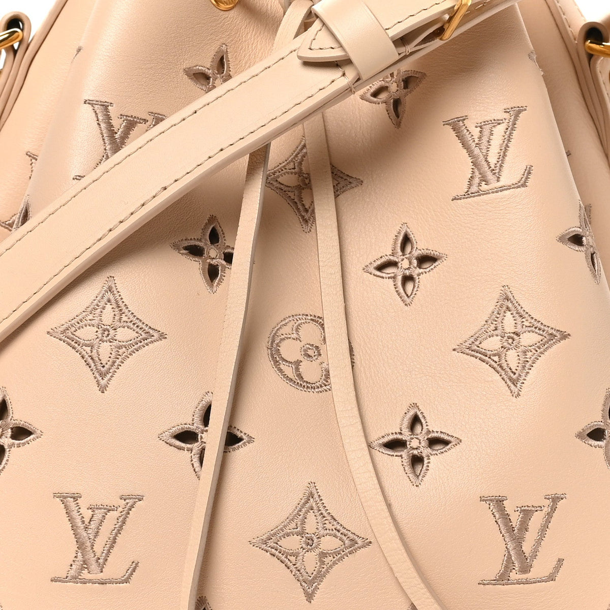 Calfskin Monogram Cutout Petit Noe Neutral