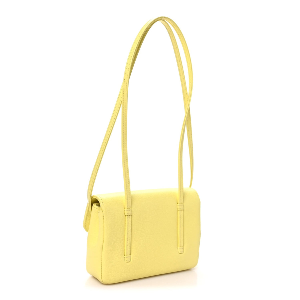 Shiny Caviar Mini Preppy Coco Shoulder Bag Light Yellow