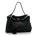 Grained Calfskin Medium Rodeo Top Handle Handbag Black