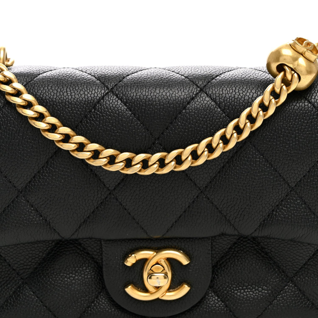 Caviar Quilted Mini Sweetheart Rectangular Flap Black