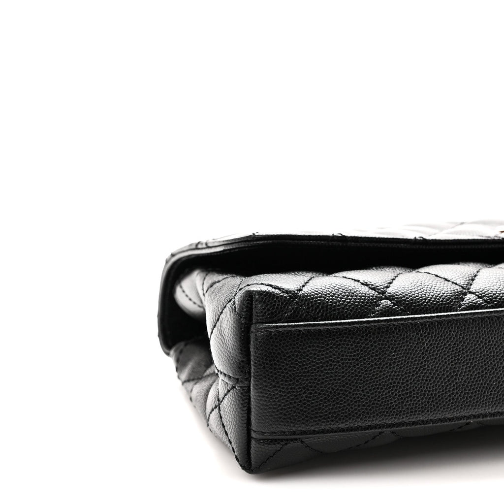 Caviar Quilted Maxi East West Coco Handle Flap Black
