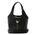 Calfskin Quilted Medium Shopping Bag Black