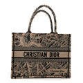 Canvas Embroidered Medium Plan De Paris Book Tote Beige Multi