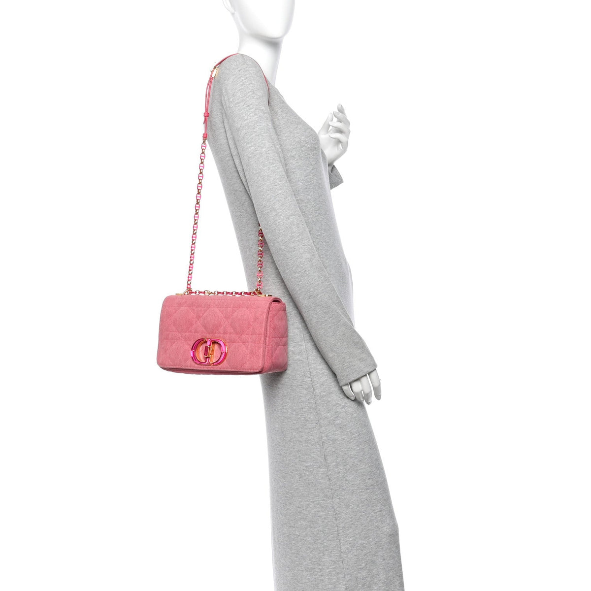 Denim Macrocannage Medium Caro Bag Fuchsia Multicolor