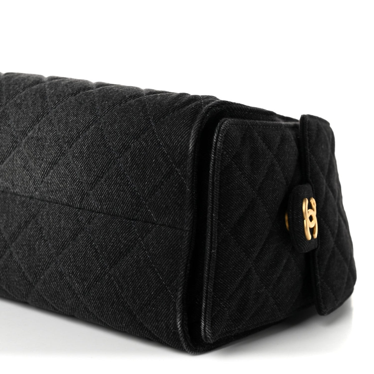 Washed Denim Quilted Small Chanel 25 Handbag Black