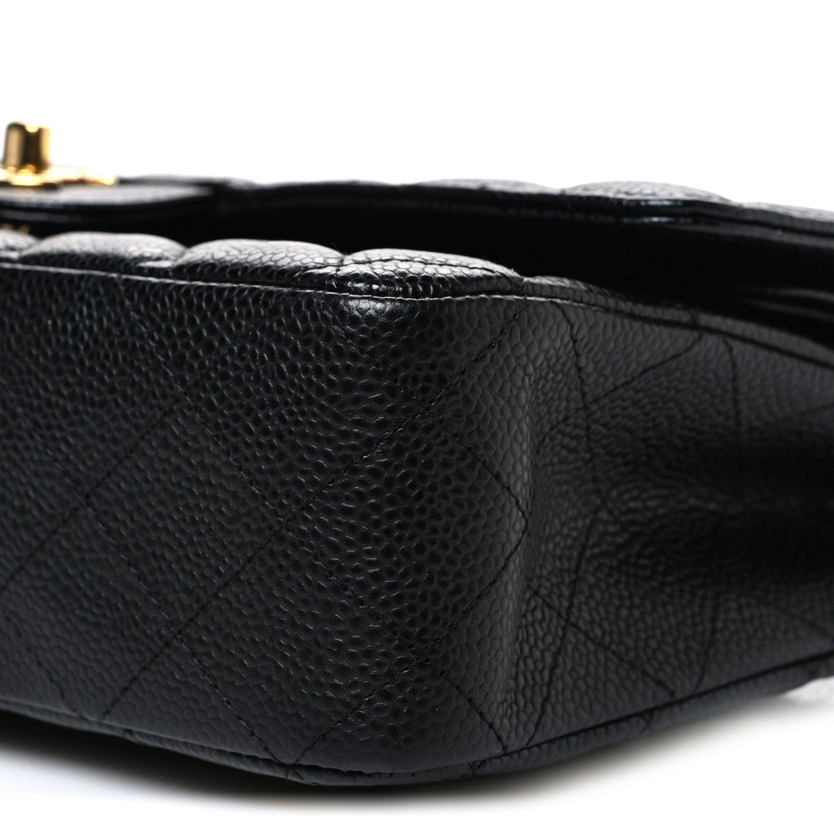 Caviar Quilted Medium Double Flap Black