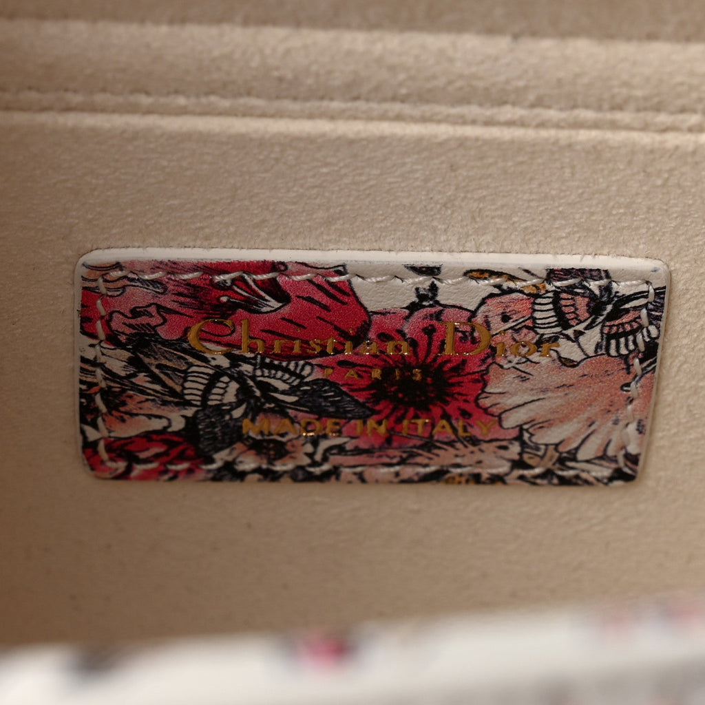 Calfskin Embroidered Butterfly Printed Lady D-Joy Multicolor