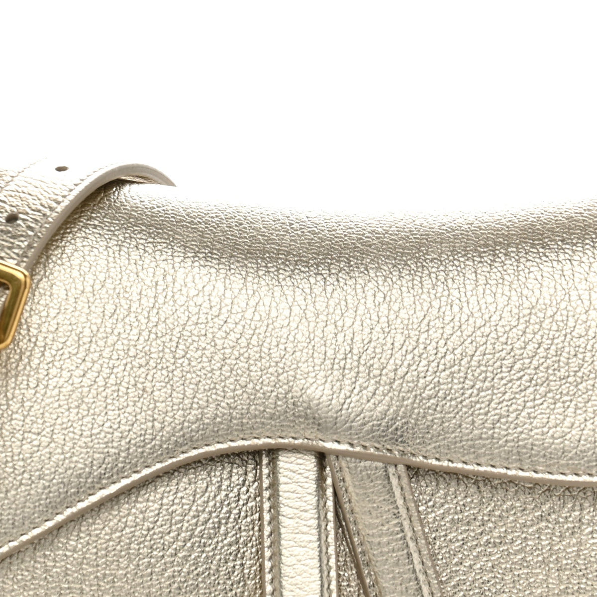 Metallic Goatskin Saddle Bag With Strap Gold