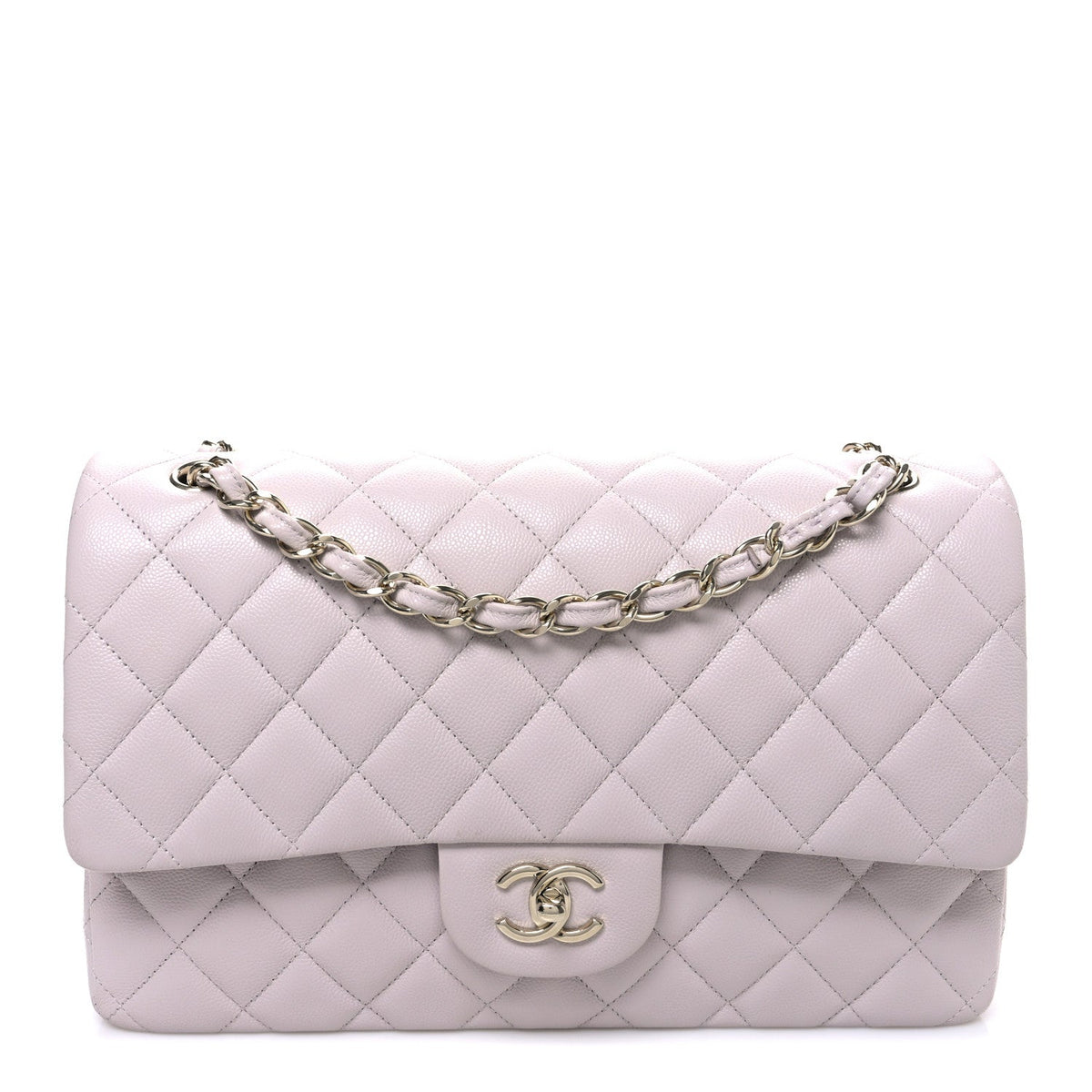 Caviar Quilted Jumbo Double Flap Light Purple