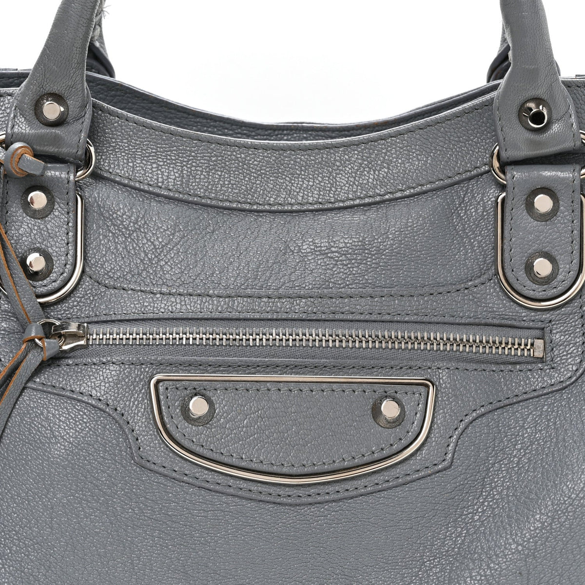 Chevre Silver Metallic Edge Hardware Velo Gris Acier
