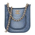 Washed Denim Quilted Small Hobo Blue