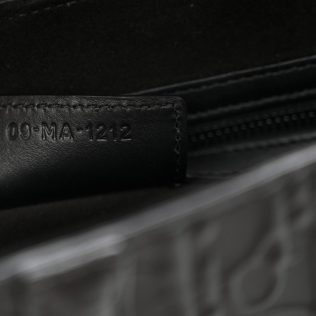 Calfskin Embossed Oblique Saddle Bag With Strap Black
