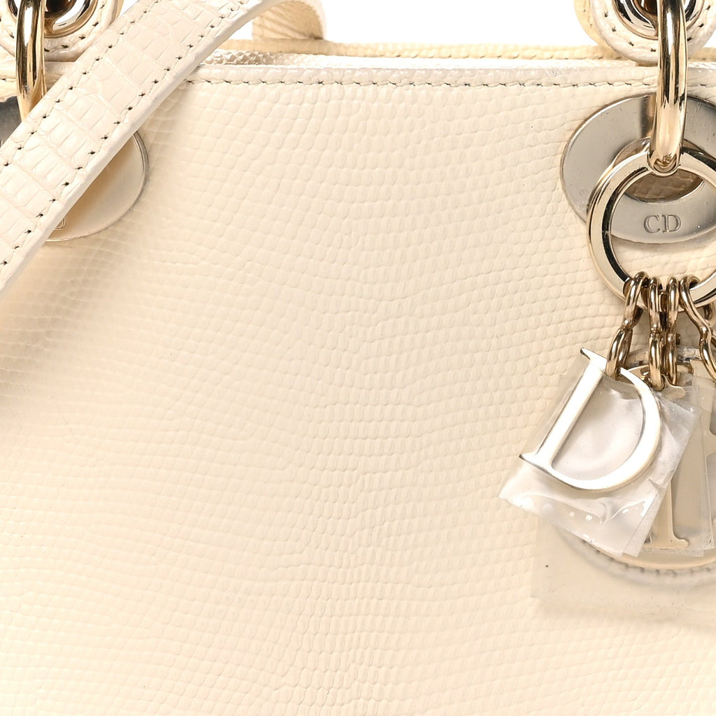 Lizard Mini Lady Dior Latte