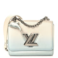 Calfskin Twist Chain Shoulder Bag PM Shaded Blue