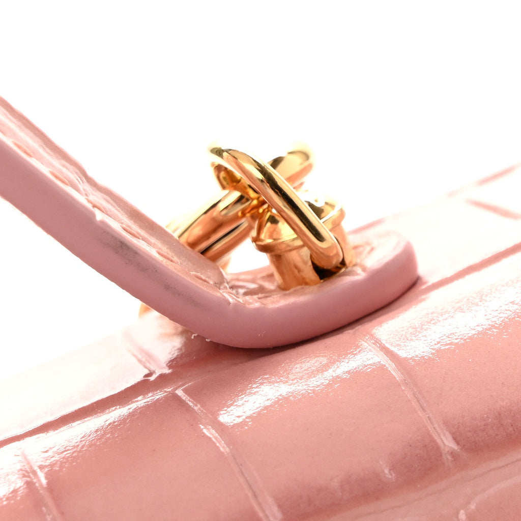 Calfskin Crocodile Embossed Crococo Exoticoco Vanity With Chain Light Pink