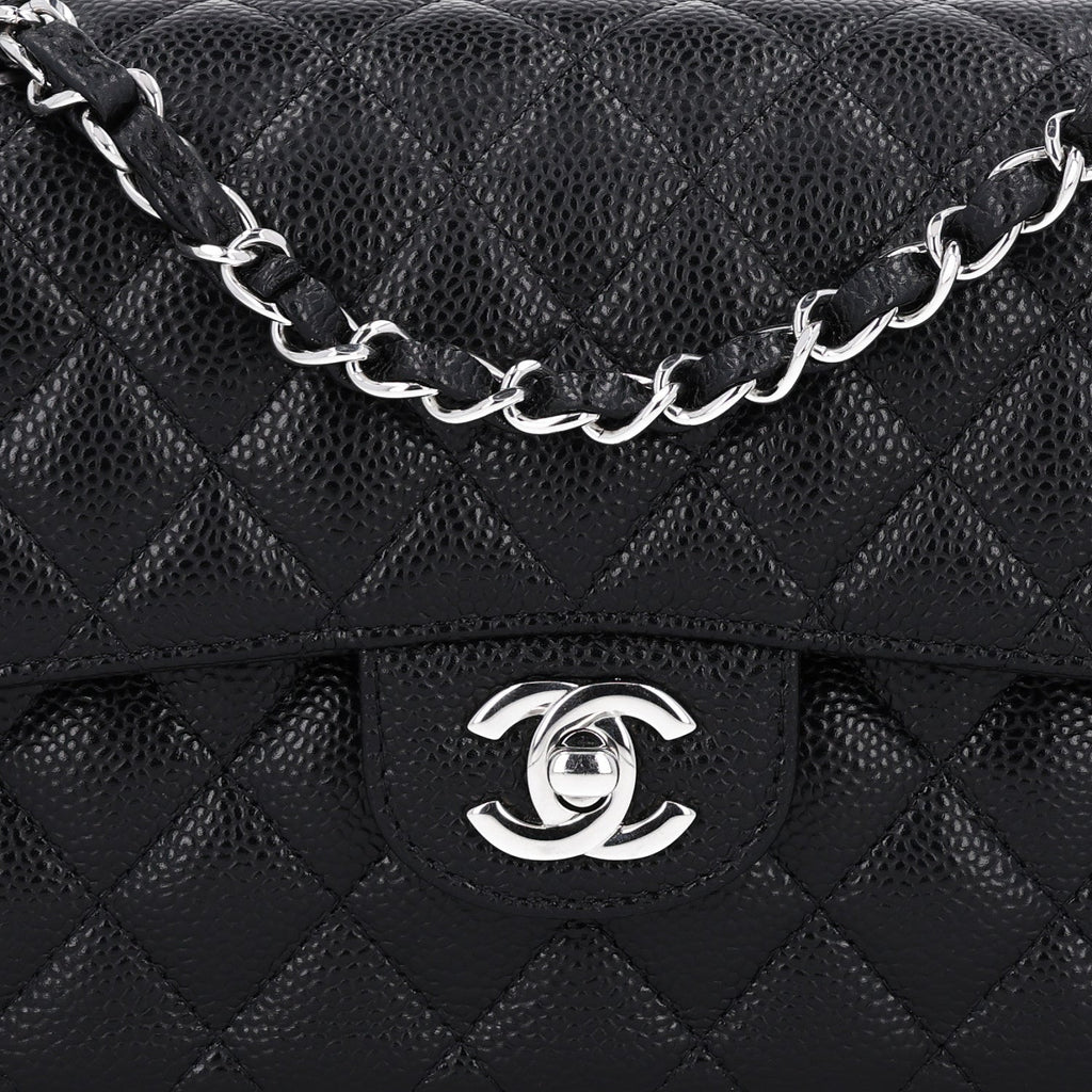 Caviar Quilted Small Double Flap Black