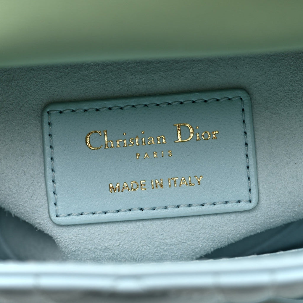 Lambskin Cannage Mini Bi-Color Lady Dior Celeste Multicolor