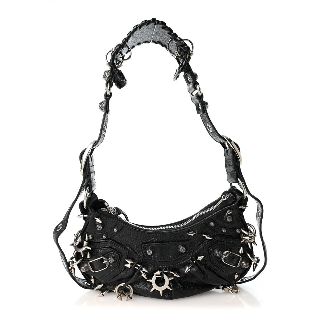 Agneau Arena Pierced Le Cagole Shoulder Bag XS Black