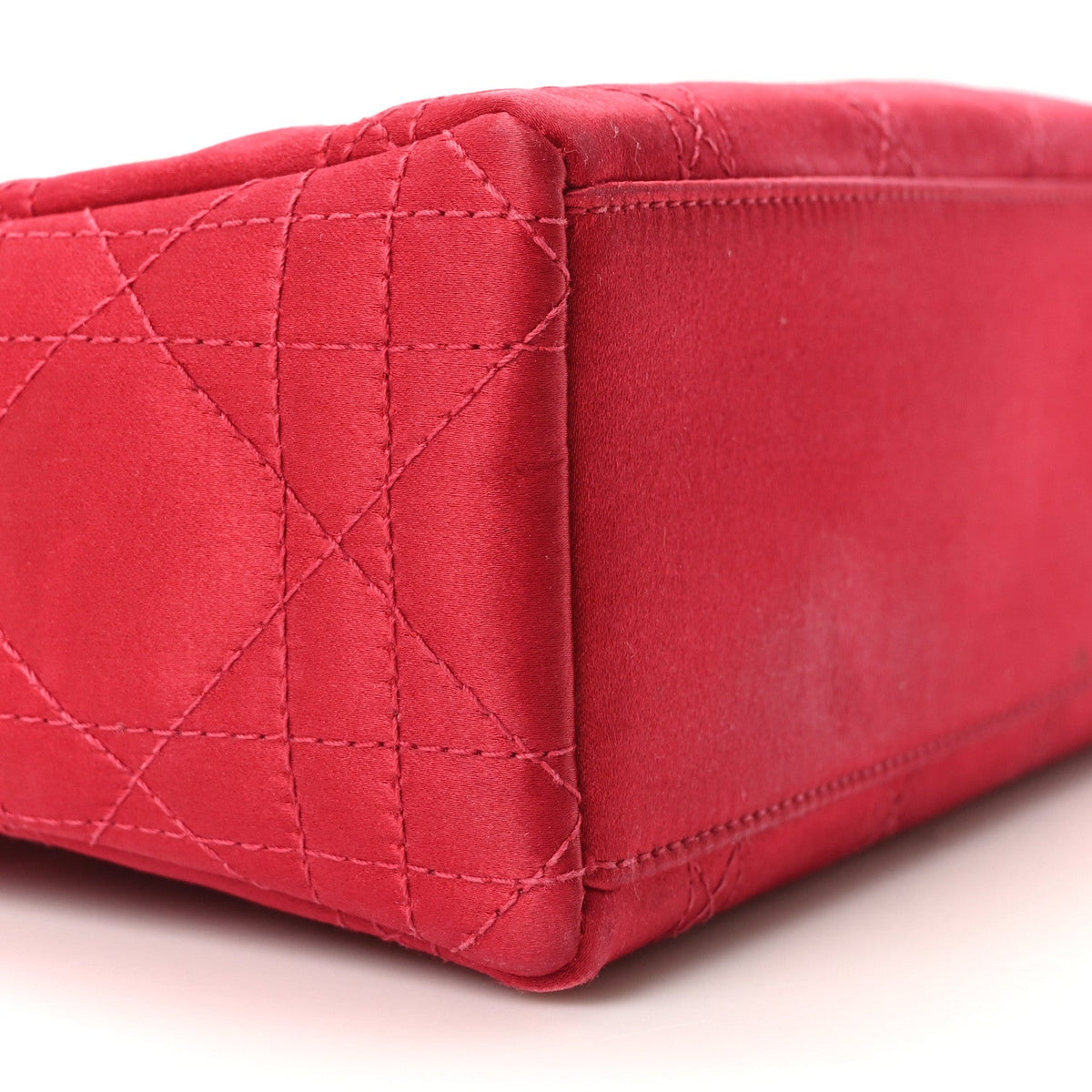 Satin Crystal Cannage Mini Lady Dior Red