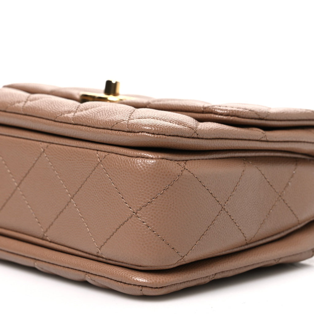 Caviar Quilted Mini Coco First Flap Beige