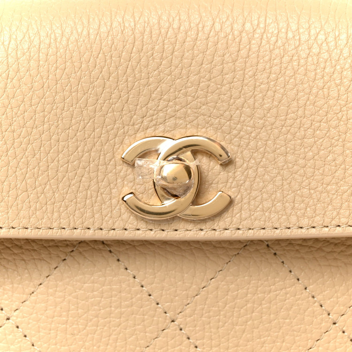 Grained Calfskin Stitched Urban Essentials Small Shopping Bag Beige