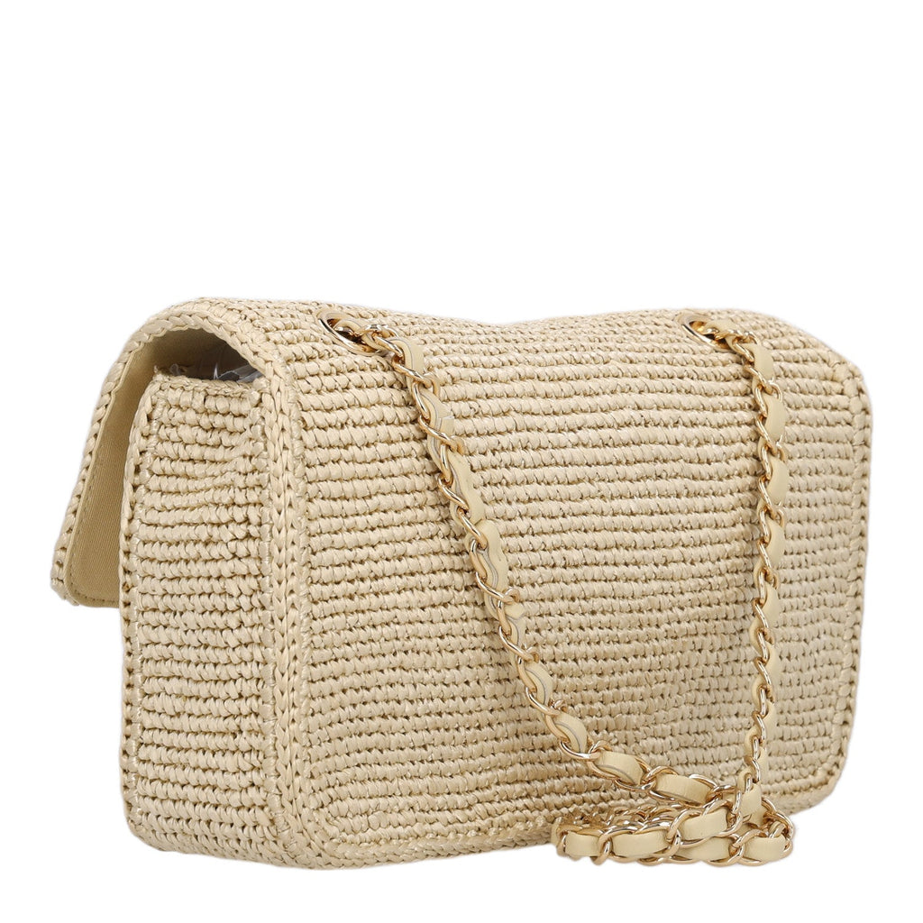 Braided Raffia Small Coco Beach Flap Beige