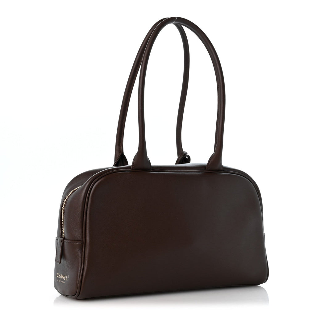 Calfskin Large Perfect Bowling Bag Dark Brown