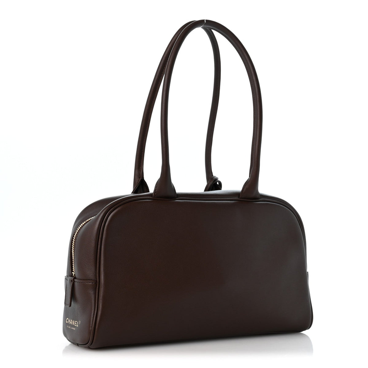 Calfskin Large Perfect Bowling Bag Dark Brown